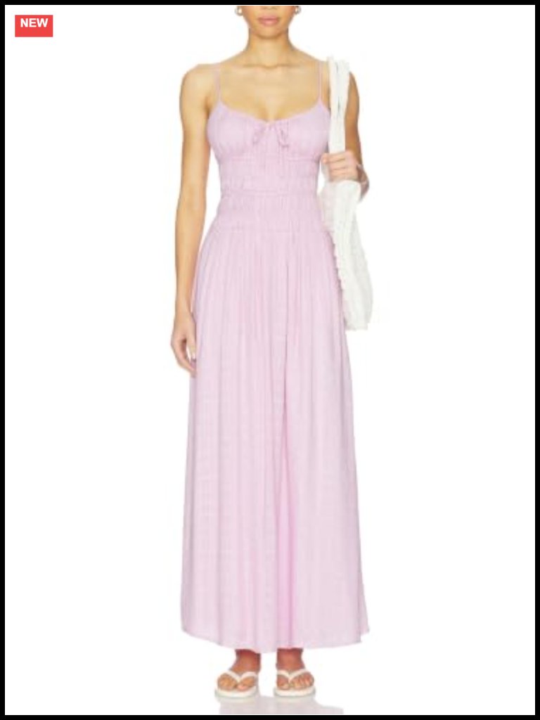 Smocked Open Back Maxi Beach Dress With Pockets - Flowy Summer Sundress